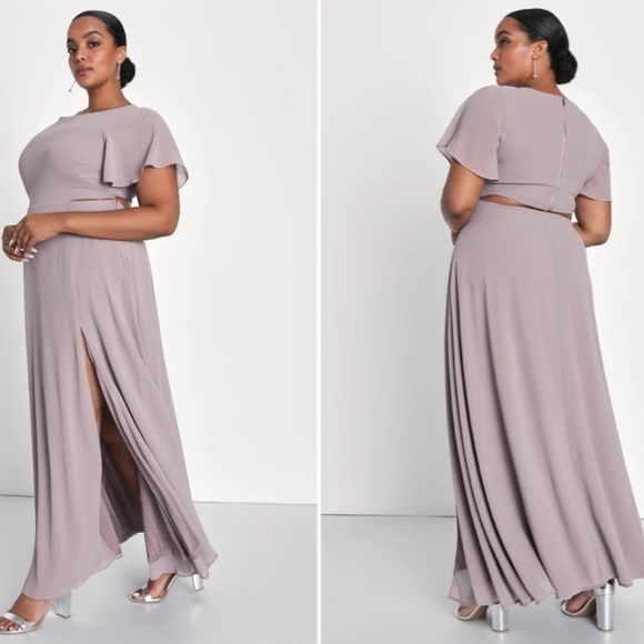 LULUS Elegant Wedding Bridesmaid Romantic Flowy Chic Flutter Sleeve Maxi Dress - Picture 3 of 5